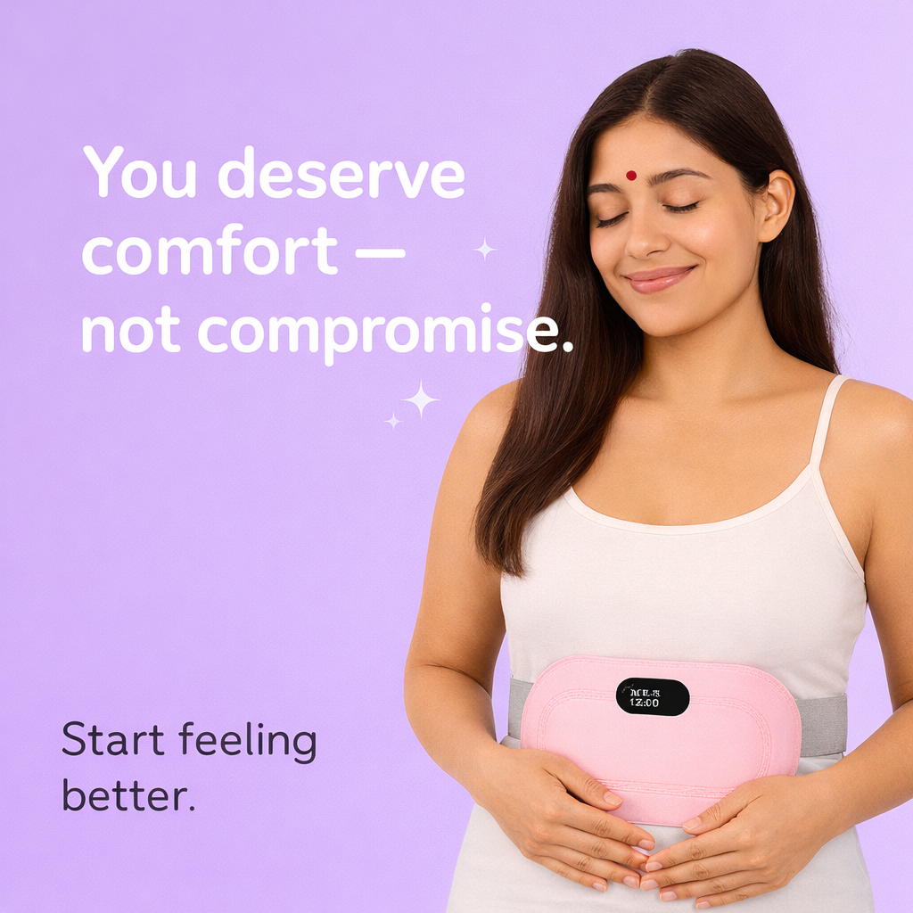 Calmiya™ CrampEase Belt | Smart Heat & Massage for Menstrual Cramp Relief