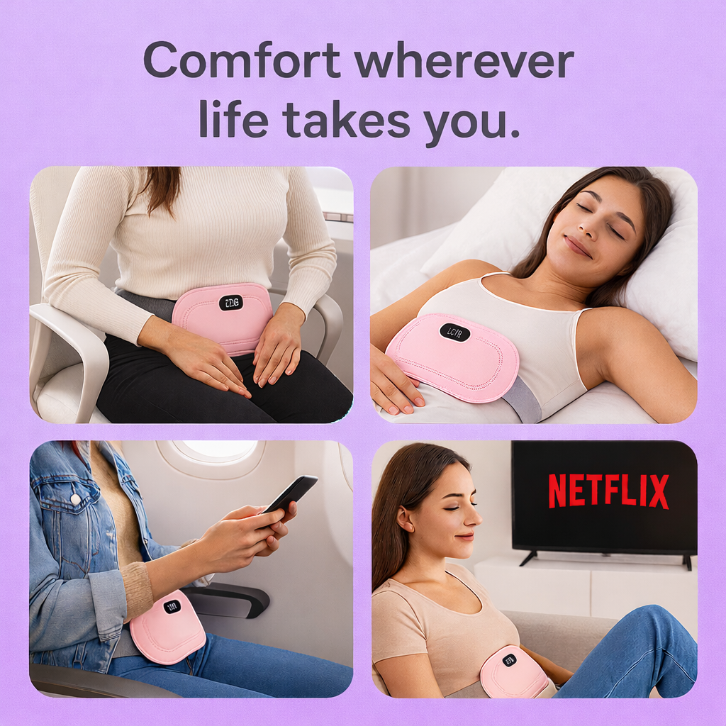 Calmiya™ CrampEase Belt | Smart Heat & Massage for Menstrual Cramp Relief