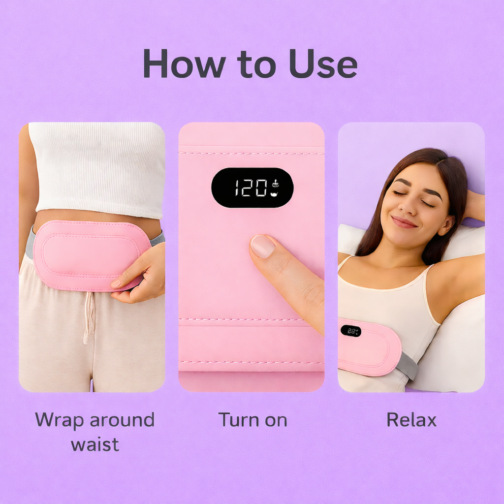 Calmiya™ CrampEase Belt | Smart Heat & Massage for Menstrual Cramp Relief